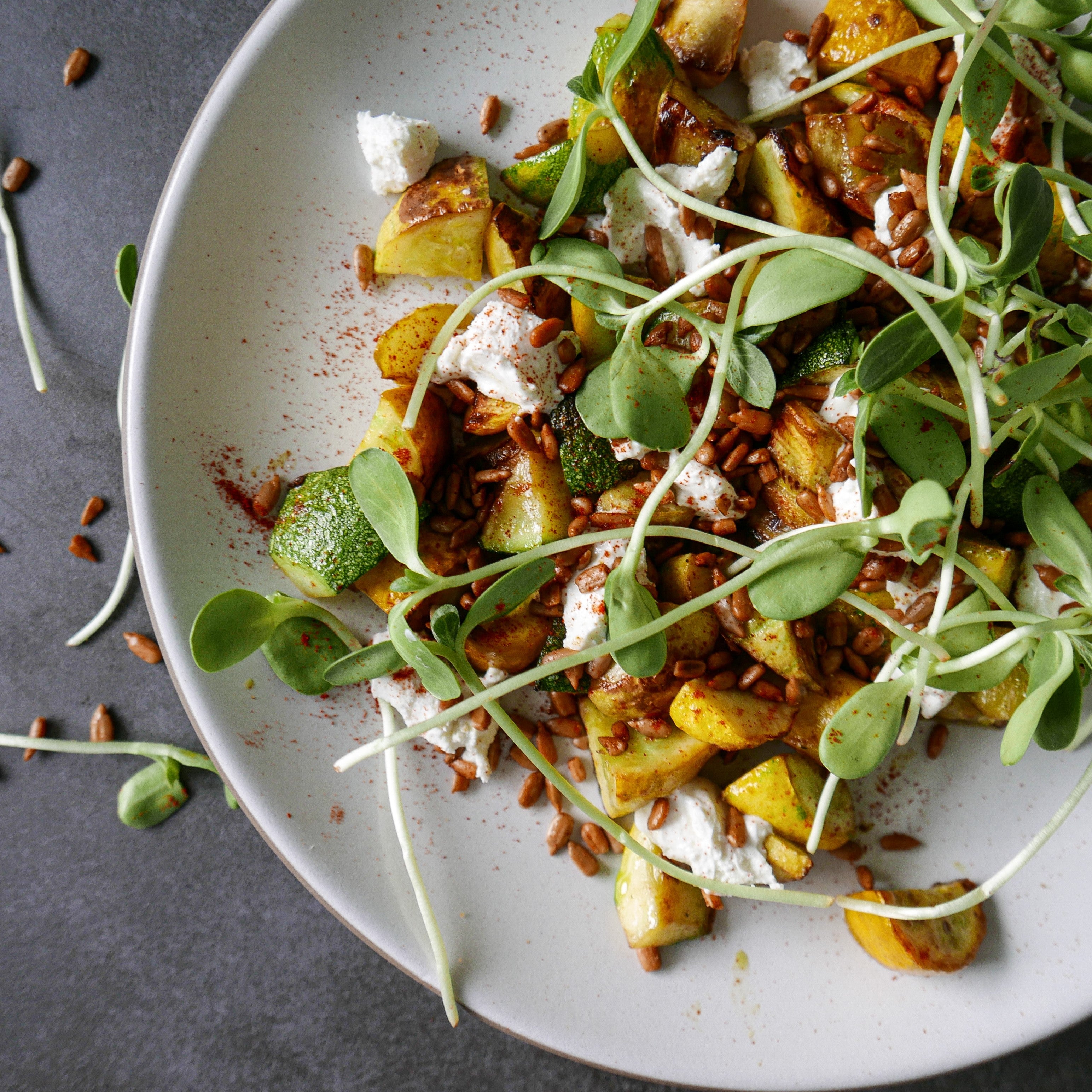 Sautéed Summer Squash with Smokey Sunflower Seeds and Goat Cheese ...